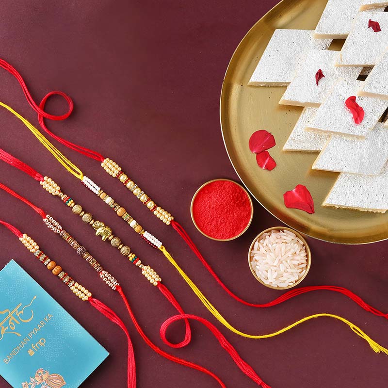 Send Sneh Traditional Beads Rakhi Set Kaju Katli Online Rakhibazaar