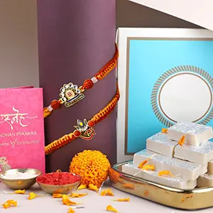 Om Namah Shivay Rakhi Duo with Kaju Katli Combo