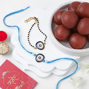 thumbnail image 2 of MANUSHYA LIFE | Set Of 2 | Evil Eye Rakhi For Brother And Bhabhi 2 of 9