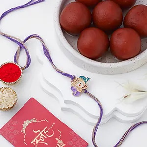 Bal Ganesha Cheerful Charm Rakhi N Gulab Jamun