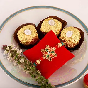 Floral Rakhi and Ferrero Rocher