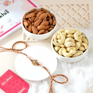 Floral Shaped Rakhi Gift Combo with Assorted Dryfruits