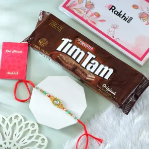 Bhaiya Rakhi Gift Combo with TimTam Choco Biscuits