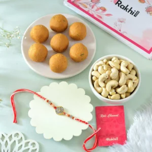 Luxury Rakhi Gift Combo with Besan Laddoo & Cashew