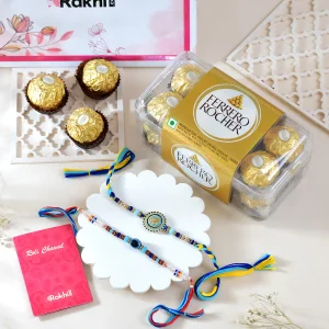 Pack of 2 Evil Eye Rakhi Gift Combo with Ferrero Rocher.