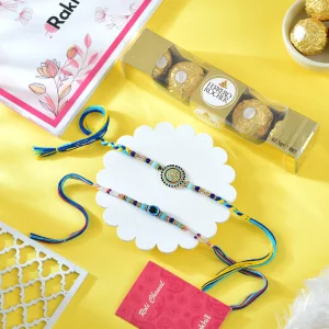 Raja Rani Rakhi Gift Combo with Ferrero Rocher