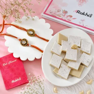 Pack of 2 Rakhi with Kaju Katli