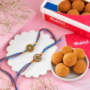 Pack of 2 Splendid Rakhi with Besan Laddoo