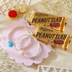 Premium Turtle Rakhi Pair with Peanut Slab Chocolate Combo