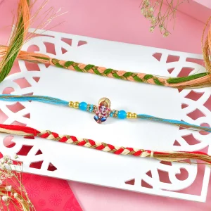 Premium Three Multi Color Fancy Rakhi Set