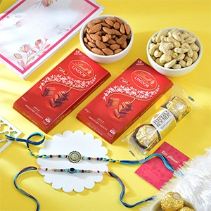 Set of 2 Rakhi with Gourmet Hamper.