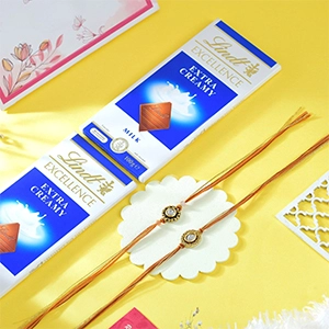 Two Kundan Rakhi Set with Chocolates
