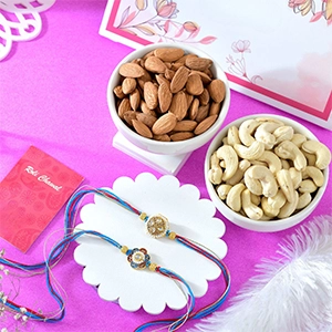 Traditional Bead & Stone Rakhi Set with Assorted Dryfruits