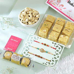 Set of Three Rakhi & Gourmet Hamper