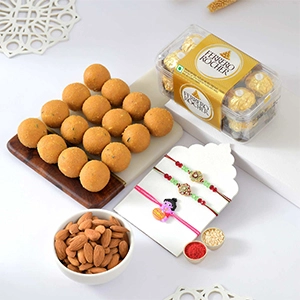 Set of Three Traditional Rakhi & Gourmet Hamper