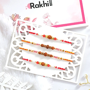 Four Set Rudraksha Rakhi