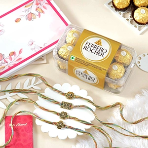 Antique Charm Rakhi Set with 200gm Ferrero Rocher