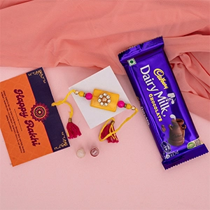 Stone Studded Rakhi with Dairy Milk Chocolate