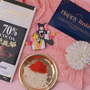 Cute Tom n Jerry Rakhi with Lindt Bar