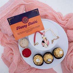 Adorable Minnie Bracelet Rakhi with Ferrero Rocher