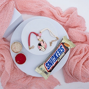 Minnie Charm Bracelet Rakhi with Snicker Bar