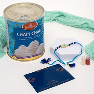 Beautiful Evil Eye Rakhi with Cham Cham