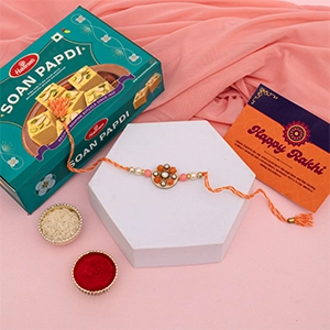 Beautiful Floral Rakhi with Soan Papdi