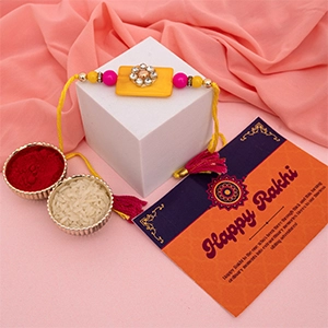 Yellow Beads Rakhi Thread