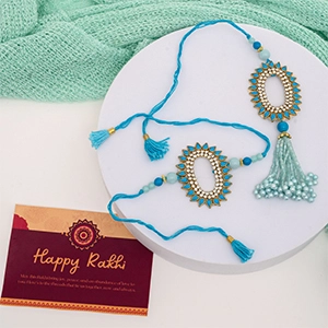 Stone and Beads Studded Bhaiya and Bhabhi Rakhi