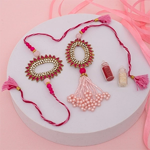 Stone and Beads Studded Bhaiya Bhabhi Rakhi