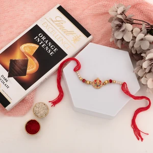 Meenakari Ganesha Rakhi with Lindt Chocolate Box-Send Rakhi to Nova Scotia