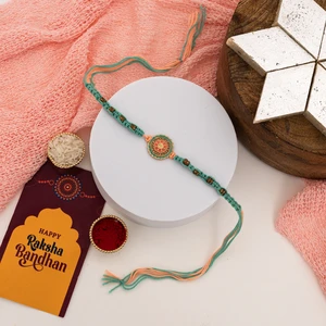 Elegant Meenakari Floral Rakhi with Kaju Katli-Send Rakhi to Nova Scotia