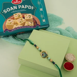 Premium Mor Pankh Rakhi with Sweet Gift Hamper