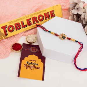 Shrinathji Designer Rakhi with Toblerone Chocolate Gift