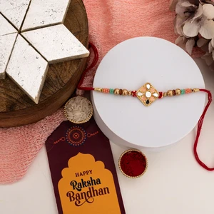 Premium Floral Stone Rakhi Gift Hamper