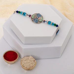 Vintage Silver Meenakari Rakhi for Brother