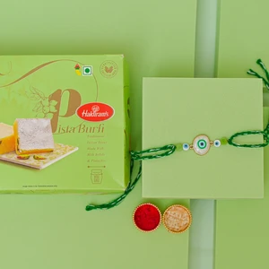 Nazar Protection Rakhi with Pista Burfi