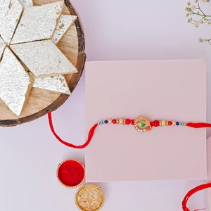 Krishna Mor Pankh Rakhi with Kaju Katli