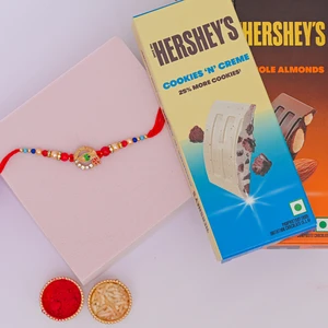 Krishna Mor Pankh Rakhi with Hershey