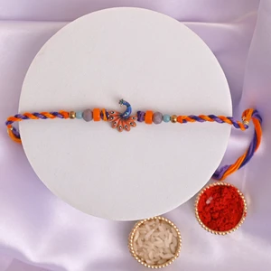 Designer Peacock Motif Rakhi with Premium Finish