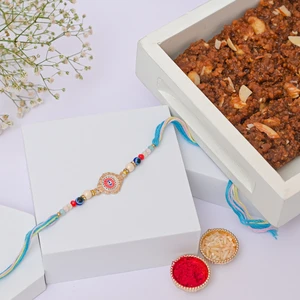 Sacred Hamsa Rakhi with Dodha Burfi