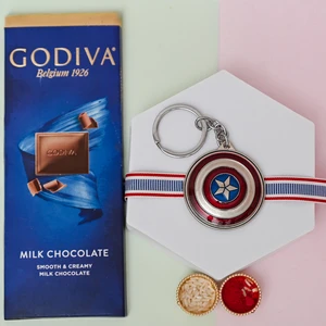 Captain America Rakhi with Godiva Chocolate Gift