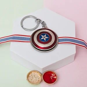 Captain America Spinner Rakhi with Keychain