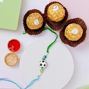 Football Rakhi with Ferrero Chocolate Gift