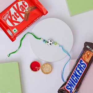 Football Rakhi with Chocolate Gift Combo