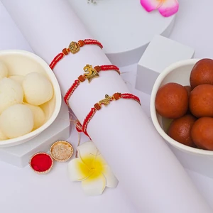 Divine Spiritual Rakhi with Traditional Sweet Box-Set of 3 Rakhi to Canada
