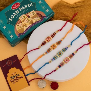 Premium Floral Rakhi with Traditional Sweets