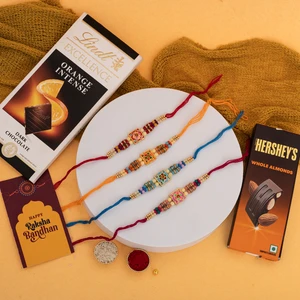 Luxury Floral Rakhi with Chocolate Hamper