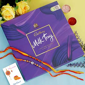 Rudraksha Rakhi Set with Cadbury Box