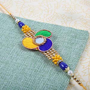 Multi Colourful Zardosi Rakhi - Rakhi to Spain